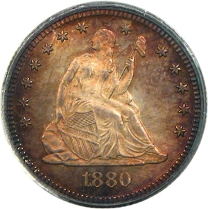 image for: 1880 25c PCGS MS65 * Color *