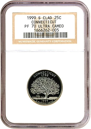 image for: 1999-S 25c Connecticut NGC Proof 70 UCameo