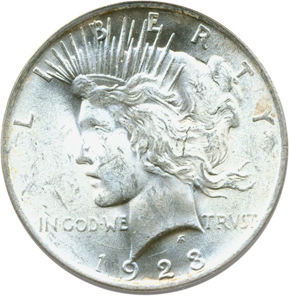 image for: 1923 $1 PCGS MS62 (VAM 1V  Extra Hair)