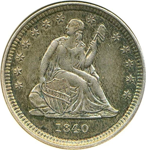 image for: 1840-O 25c Drapery DGS XF45