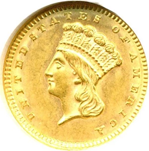 image for: 1861 G$1 NGC MS62