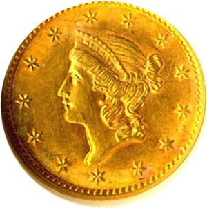 image for: 1853 G$1 ANACS MS60 Details (Cleaned)
