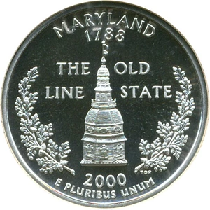 image for: 2000-S 25c Maryland-Silver NGC Proof 70 UCameo
