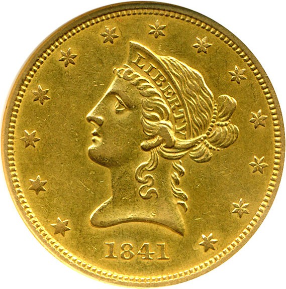 image for: 1841 $10  ANACS AU53 Details (Cleaned)