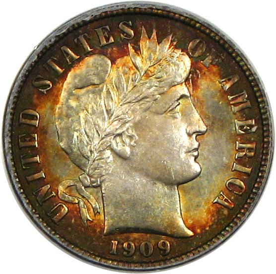 image for: 1909-D 10c  PCGS MS65 * Color *