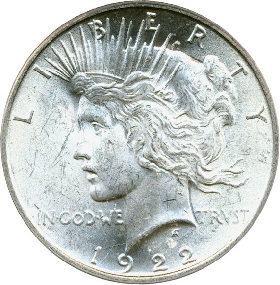 image for: Top 50 VAM: 1922 $1 PCGS MS62 (VAM 1A  Line in Tiara)