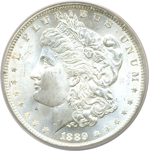 image for: Hot 50 VAM: 1889 $1 PCGS MS65 (VAM 16  Doubled Ear)