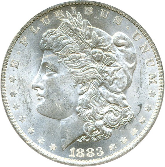 1883年 モルガン銀貨 HOT-50 VAM36A MS63 No.1140 1883 O Morgan Dollar Partial E Reverse VAM 36A Mint State