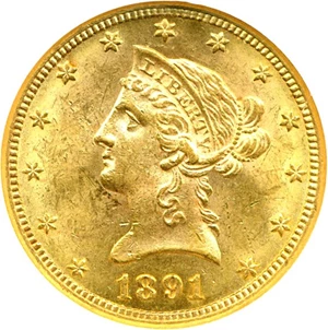 image for: 1891-CC $10 NGC MS62