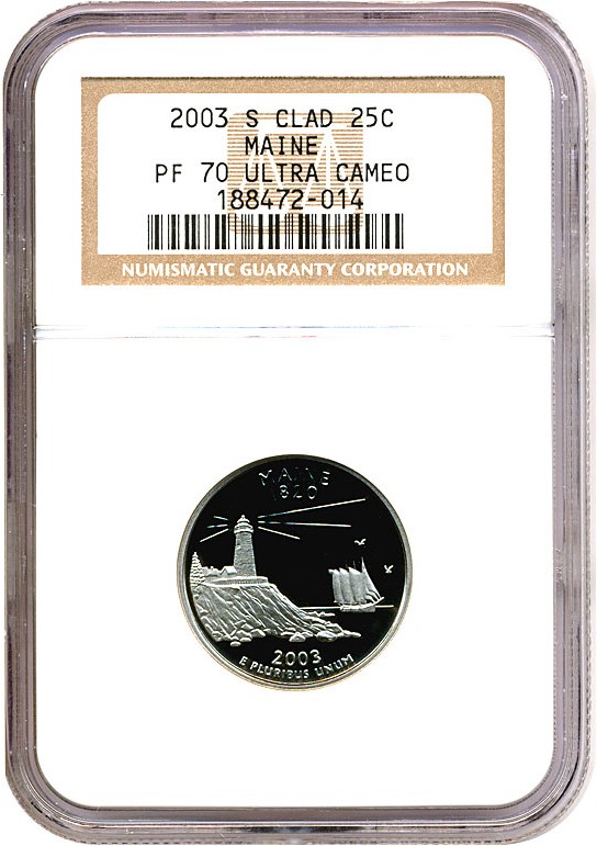 image for: 2003-S 25c Maine NGC Proof 70 UCameo