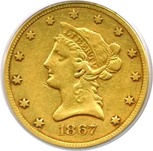 image for: 1867-S $10 PCGS VF35