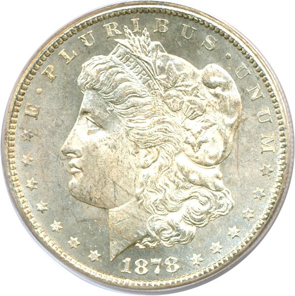 image for: Top 100 VAM: 1878-CC $1 PCGS MS64 (VAM 11  Lines in Wing)