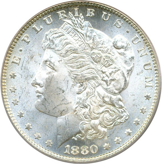 image for: Top 100 VAM: 1880-O $1 PCGS MS63 (VAM 4  80/79  Crossbar)