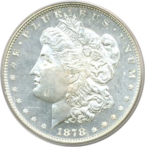 image for: 1878 7TF $1 R78 PCGS MS63 PL (VAM 43 Doubled Legs)