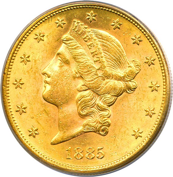 image for: 1885-S $20  PCGS MS62 