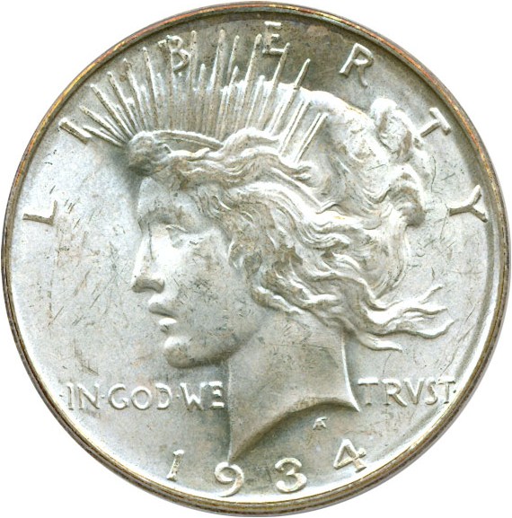 image for: Top 50 VAM: 1934-D $1 PCGS MS64 (VAM 3  DD Obv  Med D)