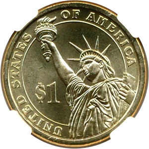 image for: 2007-P $1 John Adams - Missing Edge Lettering NGC MS65