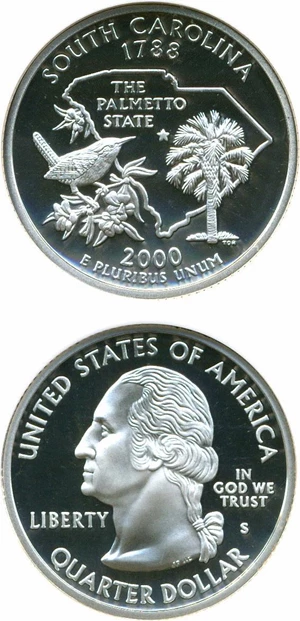 image for: 2000-S 25c South Carolina-Silver NGC Proof 70 UCameo