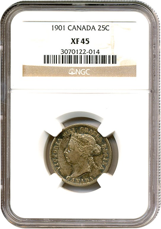 image for: Canada: 1901 25C  NGC XF45