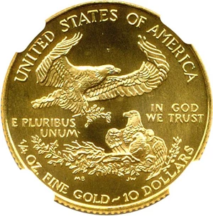 image for: 1999 $10 Gold Eagle With "W" NGC MS69