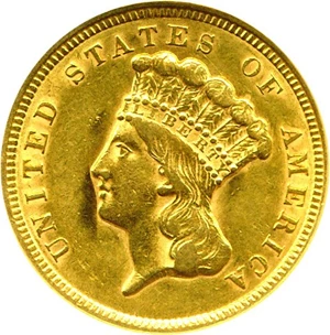 image for: 1854 $3 DGS AU53 (Lightly Cleaned)