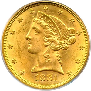 image for: 1881 $5 PCGS MS62