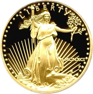 image for: 1991-P $25 Gold Eagle PCGS Proof 70 DCameo