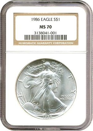 image for: 1986 $1 Silver Eagle NGC MS70