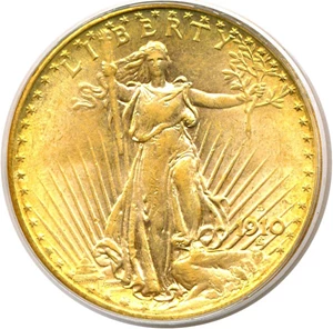 image for: 1910-D $20 PCGS MS62 OGH