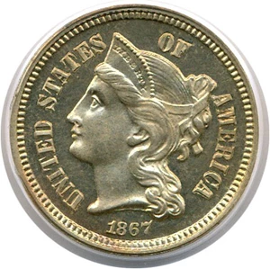 image for: 1867 3cN PCGS Proof 64