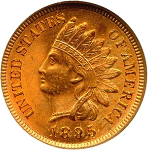 image for: 1895 1c NGC MS64 RD ex: Maine Roll