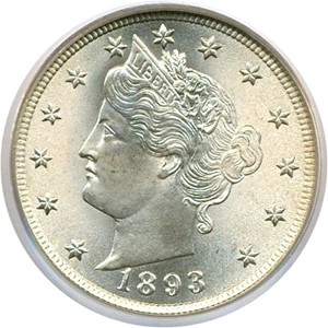 image for: 1893 5c PCGS MS64