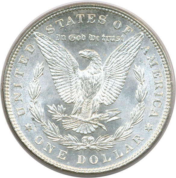 image for: Top 100 VAM: 1886 $1  PCGS MS64 (VAM 21  Line in M  MPD)