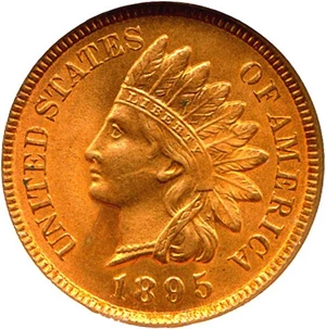 image for: 1895 1c NGC MS65 RD ex: Maine Roll