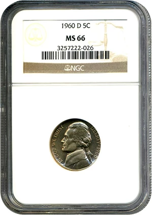 image for: 1960-D 5c NGC MS66