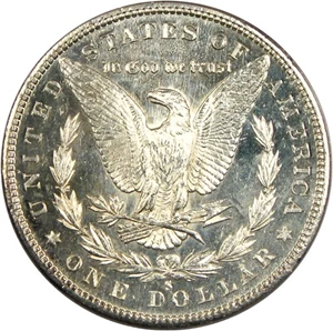 image for: Top 100 VAM: 1880-S $1 PCGS MS63 DMPL (VAM 10 8/7 Crossbar)