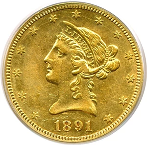 image for: 1891-CC $10 PCGS XF45