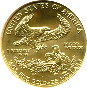 image for: 1991 $25 Gold Eagle NGC MS69 *Mint Error - Obverse Struck Thru*