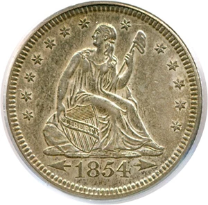 image for: 1854 25c Arrows PCGS AU55