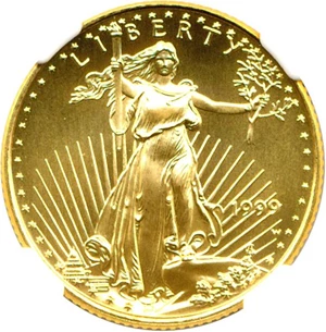 image for: 1999 $10 Gold Eagle With "W" NGC MS69