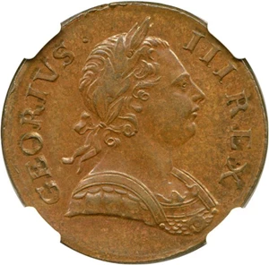 image for: Great Britain: 1772 1/2 D GEORIVS NGC MS62 BN