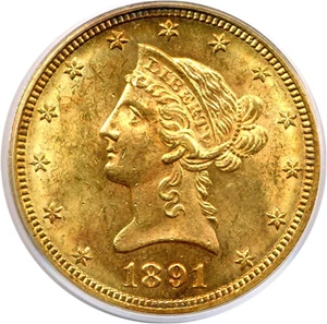 image for: 1891-CC $10 PCGS MS61