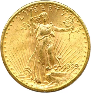 image for: 1909-S $20 PCGS/CAC MS64 OGH