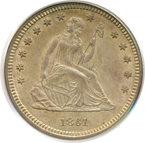 image for: 1861 25c PCGS MS64