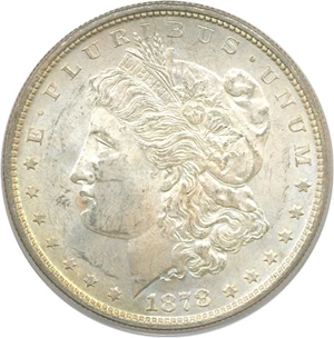 image for: Top 100 VAM: 1878 7TF $1 R79 PCGS MS63 (VAM 203 Short Leaf)