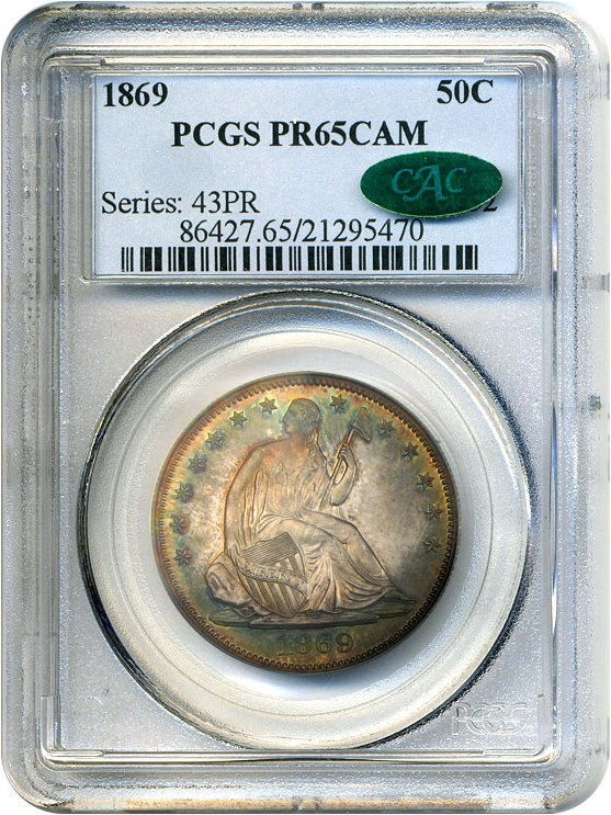 image for: 1869 50c  PCGS/CAC Proof 65 Cam *Color*