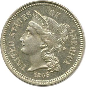 image for: 1866 3cN PCGS Proof 65
