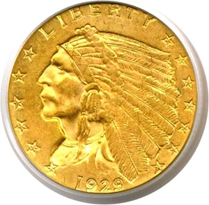 image for: 1929 $2 1/2 PCGS MS62