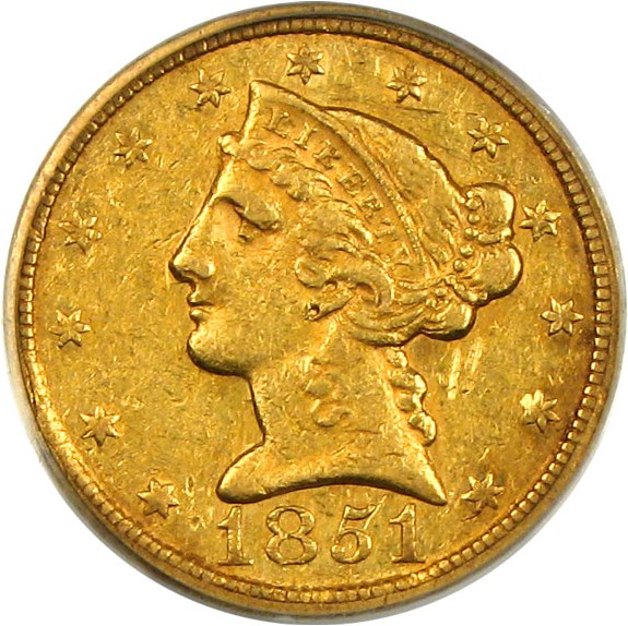 image for: 1851-C $5  PCGS XF45