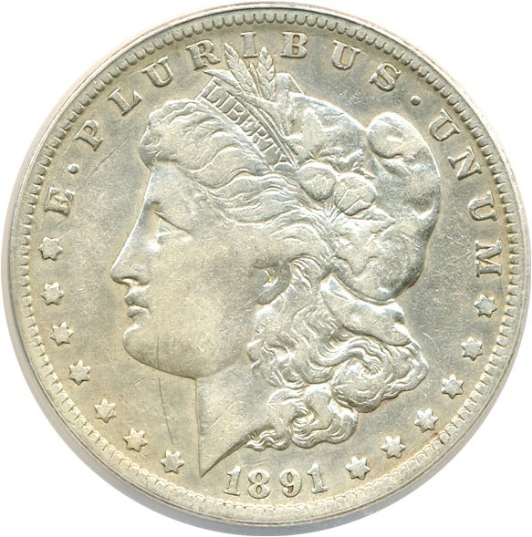 image for: Top 100 VAM: 1891-O $1 ANACS VF20 Details (VAM 1A2  E Rev, Cleaned)